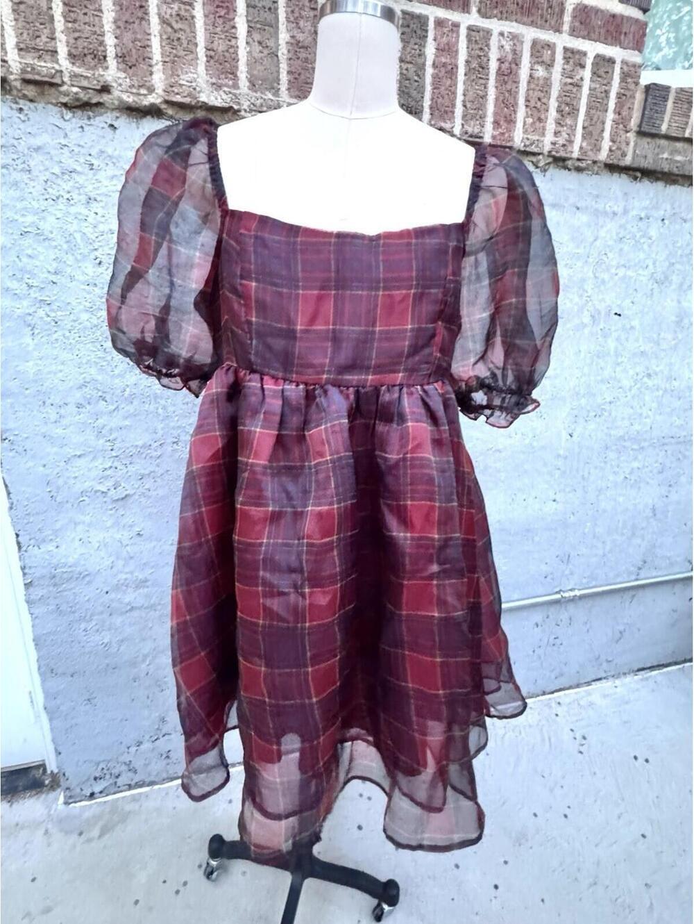 francescas dress Audrey Parks Red Plaid Sz XL